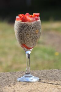 Chia seed pudding with strawberries